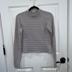 Intimately Free‎ People Long Sleeve Multicolored Stripe Mock Neck Top Medium